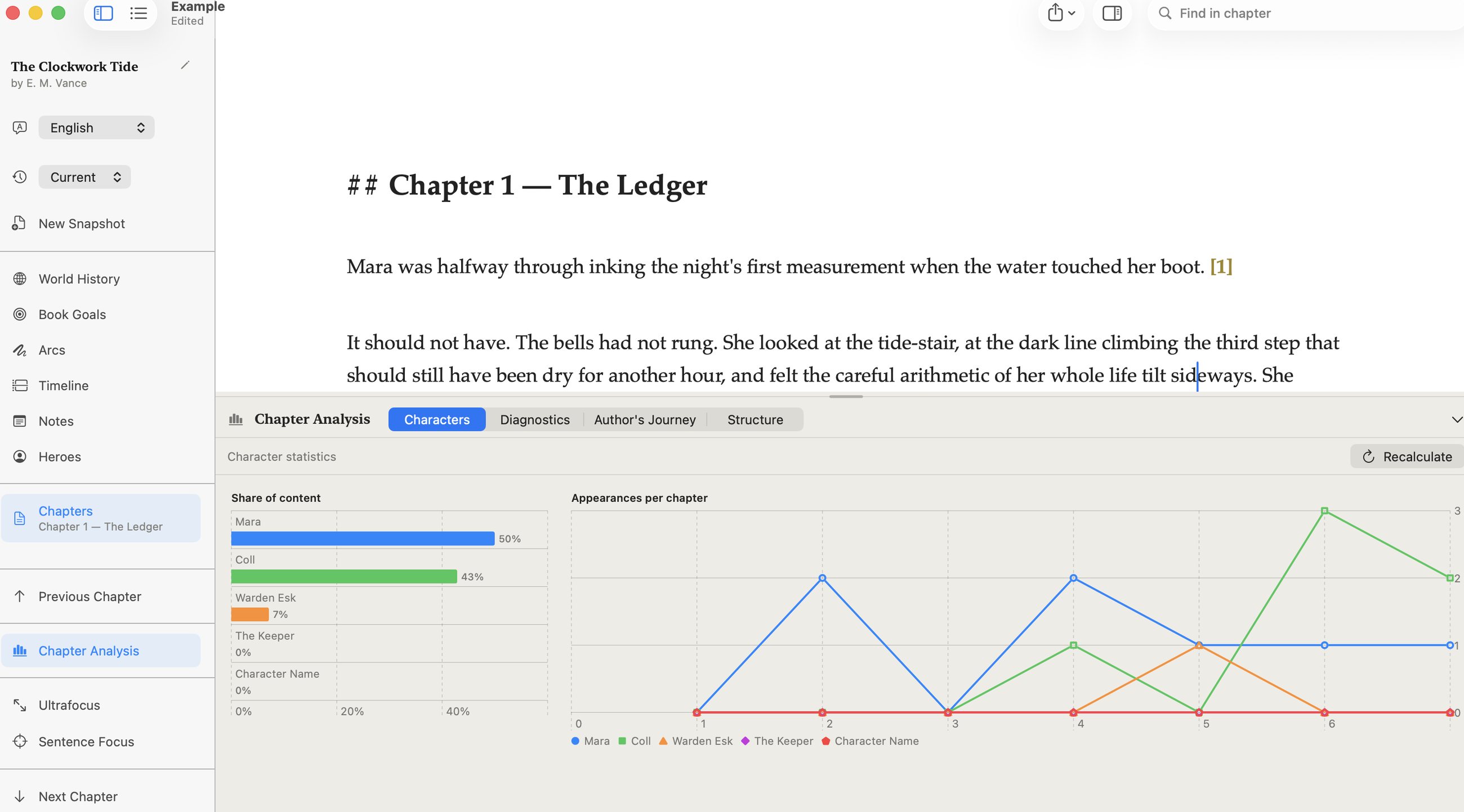 AI consistency diagnostics flagging contradictions with quoted excerpts